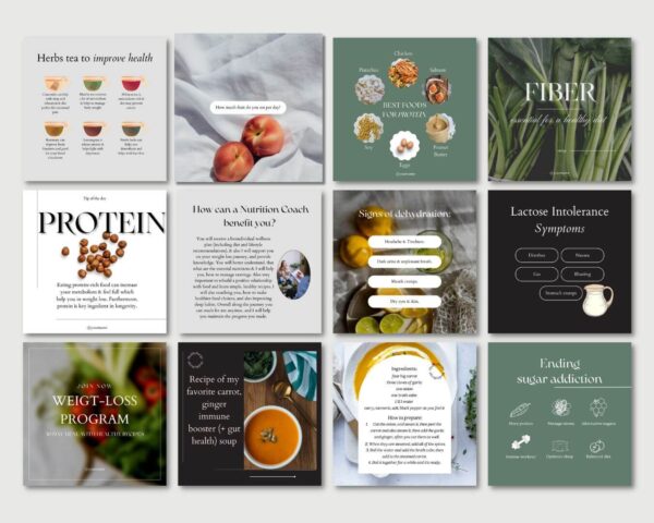 Ultimate Nutrition Coach Social Media Pack – Boost Your Online Presence - Transform your nutrition coaching business with our Ultimate Nutrition Coach Social Media Pack! This comprehensive bundle features 85 stunning templates in two optimal sizes: Posts (1080 x 1080) and Stories (1080 x 1920), specifically designed to elevate your Instagram game.