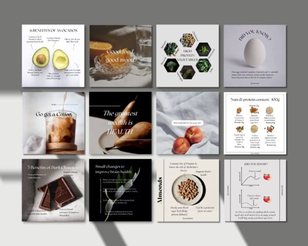 Ultimate Nutrition Coach Social Media Pack – Boost Your Online Presence - Transform your nutrition coaching business with our Ultimate Nutrition Coach Social Media Pack! This comprehensive bundle features 85 stunning templates in two optimal sizes: Posts (1080 x 1080) and Stories (1080 x 1920), specifically designed to elevate your Instagram game.