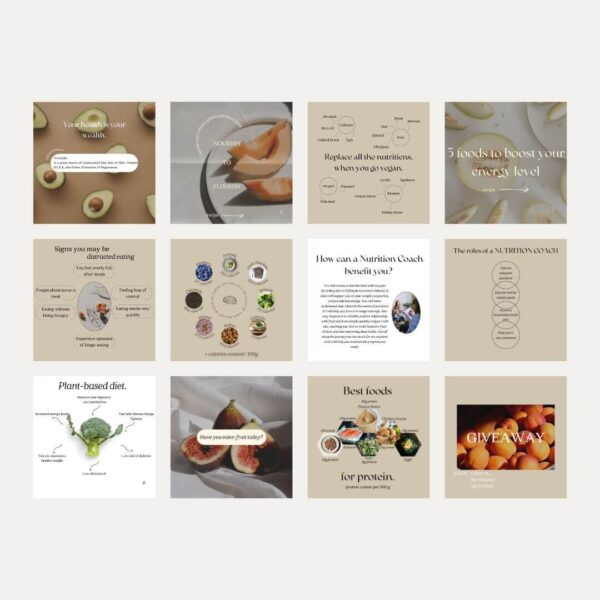 Ultimate Nutrition Coach Social Media Pack – Boost Your Online Presence - Transform your nutrition coaching business with our Ultimate Nutrition Coach Social Media Pack! This comprehensive bundle features 85 stunning templates in two optimal sizes: Posts (1080 x 1080) and Stories (1080 x 1920), specifically designed to elevate your Instagram game.