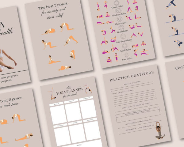 Includes 19 PREMIUM pages of YOGA POSES cards (+A4 size) + Yoga Planner page + Daily gratitude page for MENTAL HEALTH. Perfect for yoga teachers, Wellness, Health coaches or for personal use if you would like to start your wonderful yoga journey. Print out as a wall art or use it on your electronic device You will receive: - 19 Pages of Yoga poses guide with Yoga planner, + Daily gratitude + Guide to breathwork and so on. - You will receive two PDF FILES contaning the A4 size pages and the other one containing the Letter sizes. :) IMPORTANT: ⋆ Personal use only. It means this product can not be resold for commercial use. ⋆ This item is a digital product. ⋆ No physical item will be shipped. ⋆As the product is digital, all sales are final and no refunds will be provided. ⋆ By purchasing this product, you agree not to distribute or share the template link to others. ⋆ You are not permitted to create 'print on demand' products, or digital templates for sale (eg: Canva templates) from these assets. If you have any questions, concerns, or hesitations, please feel free to reach out! How it works: 1. Purchase the files. 2. You will receive two PDF file. Way to acces this file go to Account > Purchase & Reviews > Your Order. 3. Download it to your computer or phone. 5. Print them out as a wall art or use it on your device.
