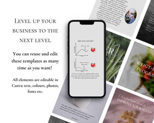 You will receive: - 85 Instagram Square Posts - 1080x1080 - 85 Instagram Story Posts - 1080x1920 - PDF file containing a link to the IG templates IDEAL FOR: - Nutrition Coaches - Fitness Coaches - Wellness Coaches - Health Coaches - Life Coaches - Self Care Coaches - Self Help Coaches - Yoga Teachers - Bloggers - Content Creators