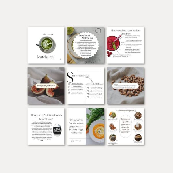 Ultimate Nutrition Coach Social Media Pack – Boost Your Online Presence - Transform your nutrition coaching business with our Ultimate Nutrition Coach Social Media Pack! This comprehensive bundle features 85 stunning templates in two optimal sizes: Posts (1080 x 1080) and Stories (1080 x 1920), specifically designed to elevate your Instagram game.