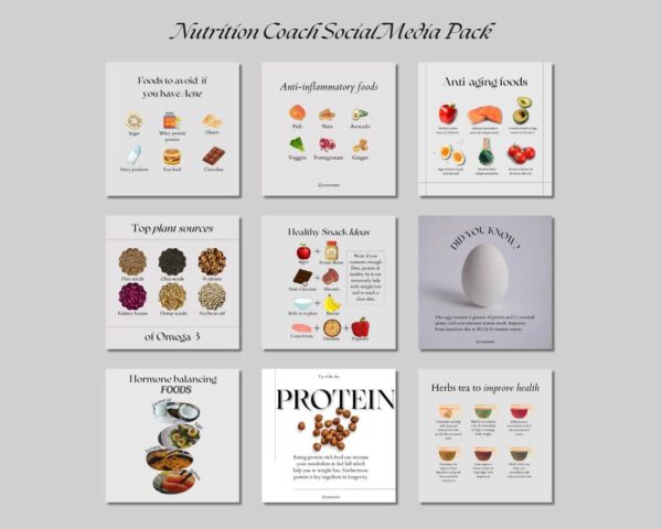 Ultimate Nutrition Coach Social Media Pack – Boost Your Online Presence - Transform your nutrition coaching business with our Ultimate Nutrition Coach Social Media Pack! This comprehensive bundle features 85 stunning templates in two optimal sizes: Posts (1080 x 1080) and Stories (1080 x 1920), specifically designed to elevate your Instagram game.