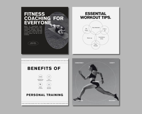 Whether you are a fitness trainer, health coach, wellness, or yoga instructor, our high-quality, customizable templates are elevating your social media content. Transform your online presence. Make your social media shine and attract more clients!