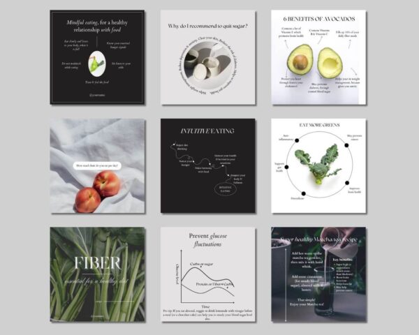 Ultimate Nutrition Coach Social Media Pack – Boost Your Online Presence - Transform your nutrition coaching business with our Ultimate Nutrition Coach Social Media Pack! This comprehensive bundle features 85 stunning templates in two optimal sizes: Posts (1080 x 1080) and Stories (1080 x 1920), specifically designed to elevate your Instagram game.