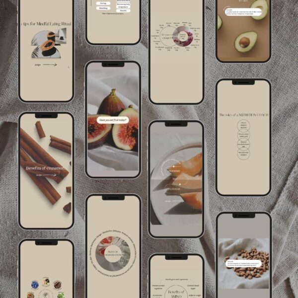 Ultimate Nutrition Coach Social Media Pack – Boost Your Online Presence - Transform your nutrition coaching business with our Ultimate Nutrition Coach Social Media Pack! This comprehensive bundle features 85 stunning templates in two optimal sizes: Posts (1080 x 1080) and Stories (1080 x 1920), specifically designed to elevate your Instagram game.